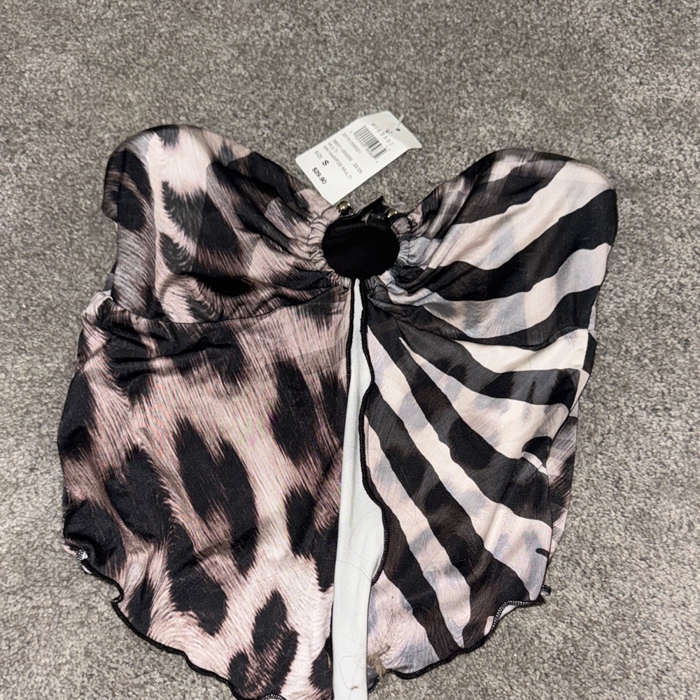Windsor Monochrome Animal Print Strapless Top